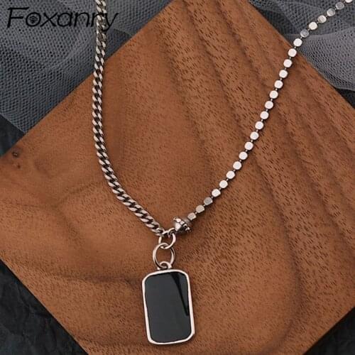 Foxanry 925 Sterling Silver Necklace for Women New Trend Punk Vintage Couples Creative Two Ways to Wear Splicing Chain Jewelry