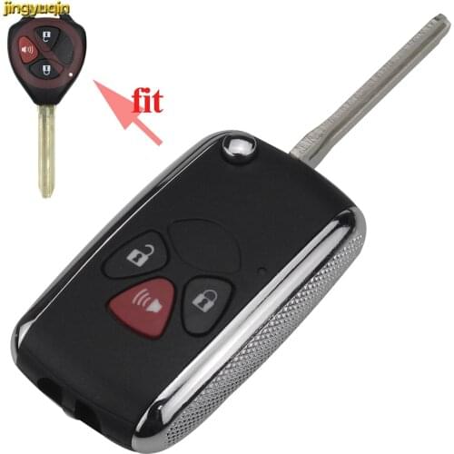 Jingyuqin 5pcs 3 Buttons Remote Folding Flip Car Key Shell Case FOB Replacement for Toyota Camry Cover Blank Styling