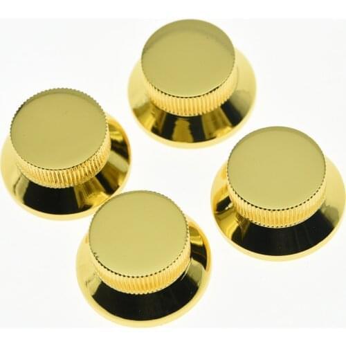 KAISH 4pcs Gold Metal LP Top Hat Bell Knobs Guitar Bass Knob for Metric 5.8mm Pots