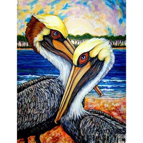 Painting By Number 40X50 50x65CM Two Long Billed Birds Animal Wall Art Gift DIY Pictures By Numbers Canvas Kits Home Decoration