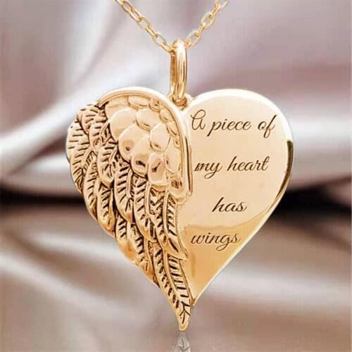 Heart-shaped Unisex Chain Necklace A Piece Of My Heart Has Wings Chains Pendant Jewelry For Women And Men Choker