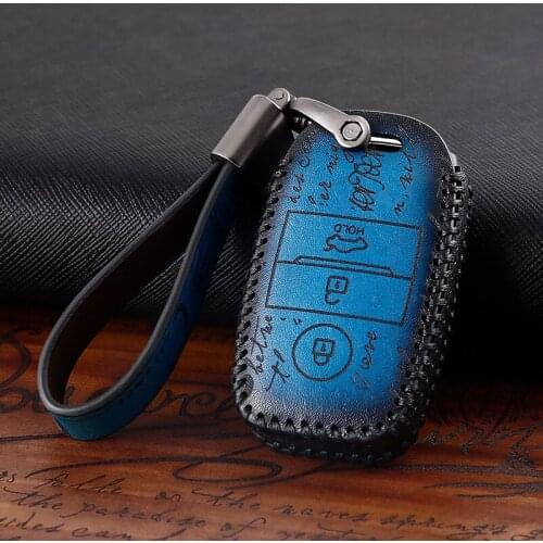 Handmade Leather Car Key Case Cover For Kia Rio K2 Optima K5 Sportage 2017 2018 Ceed Sorento Cerato K3 K4 Accessories