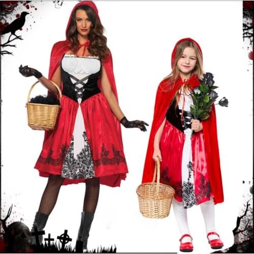 Little Red Riding Hood Adult Costume Parent-child Outfit Cosplay Party Halloween Fantasia Carnival Fairy Cosplay Costume