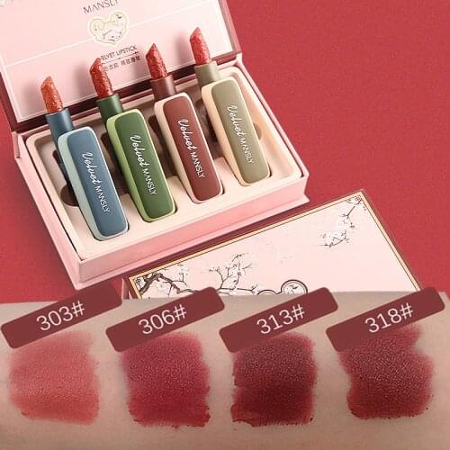Makeup Soft Mist Matte Velvet Lipstick Set Box Azalea Carved Lipstick Gift Box Moisturizing Lipstick M189