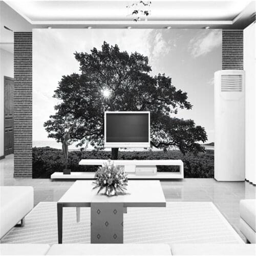 Milofi custom photo wall mural wallpaper black and white big tree landscape living room bedroom TV decoration wall paper