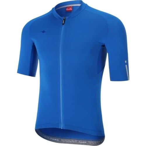 Santic Men Cycling Jersey Short Sleeve Riding Sports Shirt Bike Mtb Riding Top Breathable Reflective Quick-drying