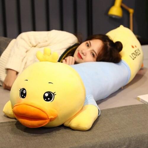 80-120CM Soft Plush Lying Duck Stuffed Toys Plush Toys Sleeping Cute Pillow Cushion Stuffed Animal Dolls Gift For Children Kids