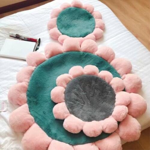 Sweety Soft Living Room Bedroom Carpets Chair Cover Children Round Flower Blanket Anti-Slip Play Rug Mat Home Decoration
