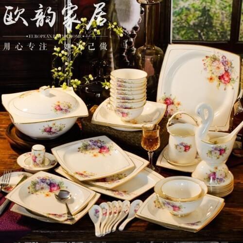Handmade Gold suit western style suit bone china tableware guci Jingdezhen home dishes ceramics Korean dishes