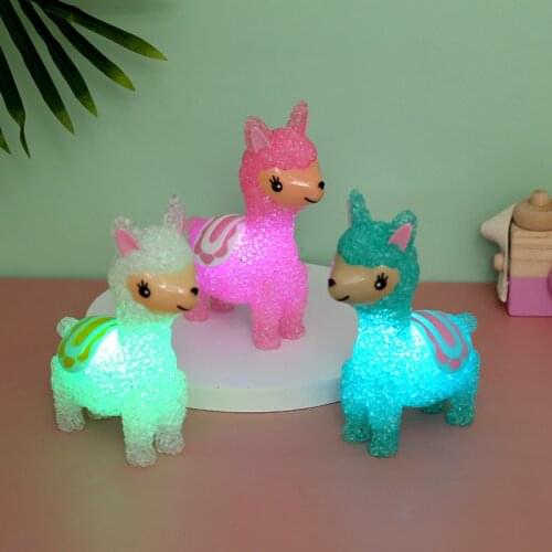 7 Changing Colors Led Night Crystal Alpaca Shape Led Night Light Button Battery Included for Bedroom Decoration Children Gifts