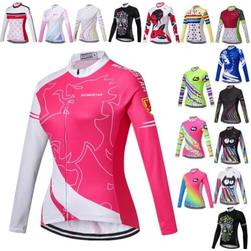 Weimostar Autumn Pro Cycling Jersey Long Sleeve Women MTB Bicycle Cycling Clothing Sportswear Ladies Bike Cycling Clothes Pink