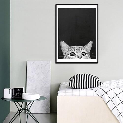 Poster Black And White Cat Nordic Style Kids Decoration Baby Girl Room Decor Abstract Painting Canvas Print Art Scandinavian