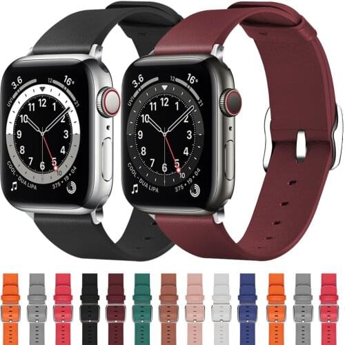 100% Genuine Cow Leather loop Bracelet Belt Band for Apple Watch 6 SE 5 4 42MM 38MM 44MM 40MM Strap for iWatch 6 5 4 Wristband