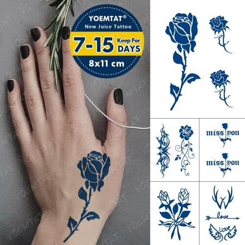 Juice Ink Lasting Waterproof Temporary Tattoo Sticker Rose Wing Love Totem Tattoos Flowers Antlers Body Art Arm Fake Tatoo Women