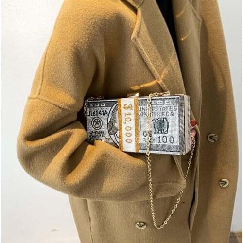 Money Purse,Diamond Clutch Bag,Ladies Mini Purses And Handbags,Fashion New Cion USD Bag,Evening Party Shopping Style Hot Sale