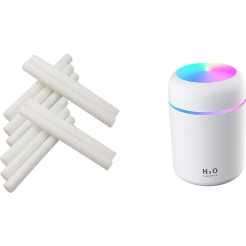 USB Essential Oil Diffuser Air Humidifier White + 10pcs Cotton Filter Sticks