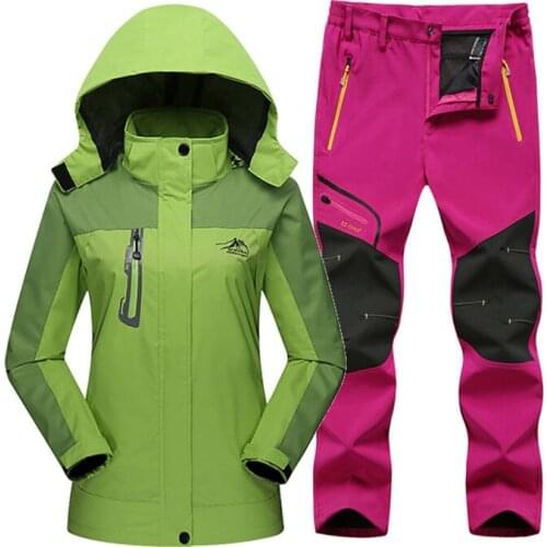 Waterproof Windproof Trekking Camping Fishing Windbreaker Spring Autumn Women Hiking Jackets Pants Suits Female Outdoor