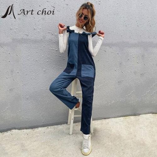 Strap Jumpsuit Autumn Women Casual Double Spliced Pencil Pants Corduroy Suspenders Bib Overalls Sleeveless Playsuits Jumpsuits