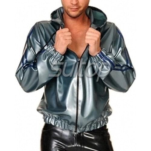 Latex jacket coat with hood rubber sweater SUITOP