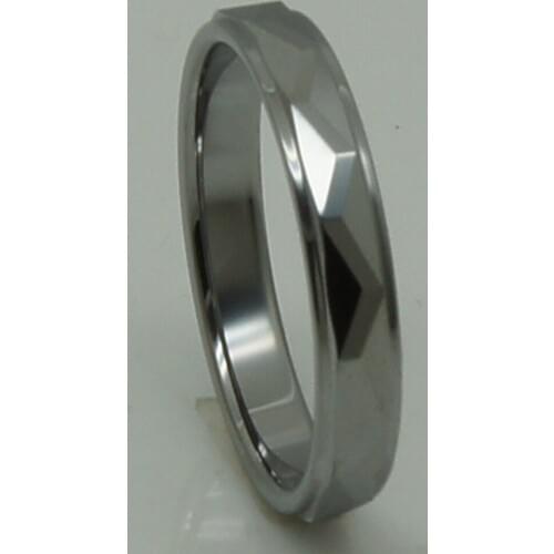 Lady 3.5mm cubic geometrical facet silver grey hi-tech scratch proof wedding tungsten ring 1pc