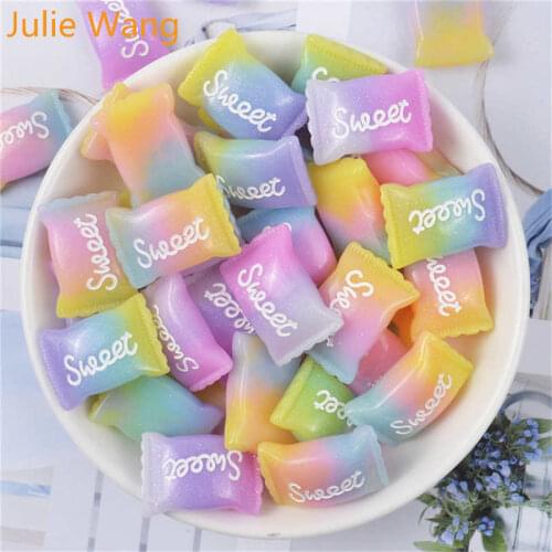 Julie Wang 10PCS Resin Mixed Sweet Candy Charms Artificial Food Slime Pendants Jewelry Making Accessory Home Table Decor Props