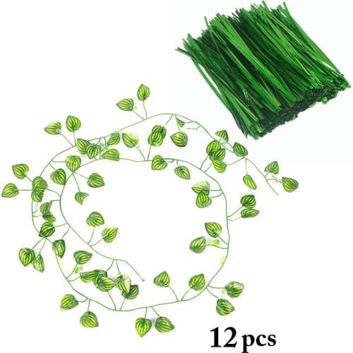 12pcs Green Silk Artificial Hanging Ivy Leaf Garland Plants Vine Leaves Garden Vine Rattan Leaf Grass Plants Grape Leaves
