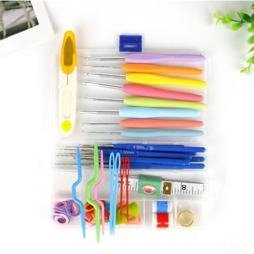 16 Sizes 1 Set Crochet Hooks Needles Sewing Needles Stitches Knitting Craft Case Crochet Weaving Sewing Tools Accessory
