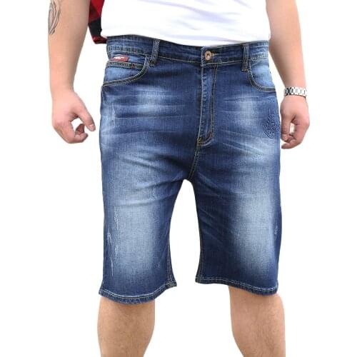 2019 fat guy chubby men jeans plus size denim shorts trend fat large size jeans man
