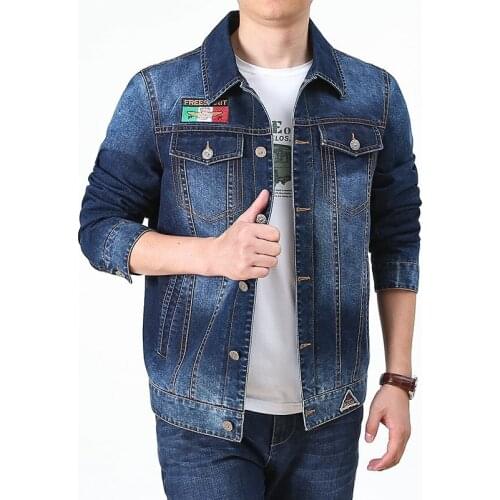 2021 New Spring Autumn Denim Jacket Men Fashion Embroidery Print Jeans Coat Men Slim Fit Jeans Jacket Outerwear Large Size M-4XL