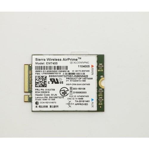 4G LTE Wireless Airprime EM7455 GOBI6000 For Lenovo ThinkPad X1 Tablet 3rd Tablet 10 01AX789