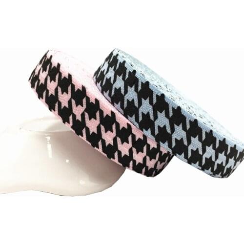 5 yards Houndstooth Elastic bands 16mm Fold Over Elastic ribbon Owl Bird Printed FOE Sewing Elastic Fabric Hair elastic Headband