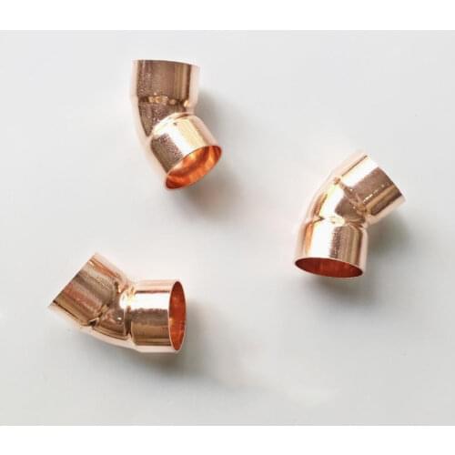 67 76 80 89 108 133mm ID Copper End Feed Solder 45 Degree Elbow Fitting Coupler For Air Condition