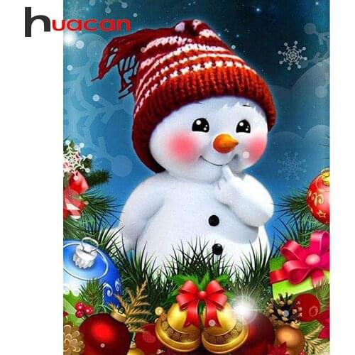 Huacan Diamond Embroidery Mosaic Cross Stitch Kit Christmas 5D Diamond Art Painting Snowman Decoration For Home