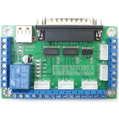 Free Shipping!! MACH3 5 axis CNC Stepper Motor Controller board Breakout Board interface board +one usb Cable