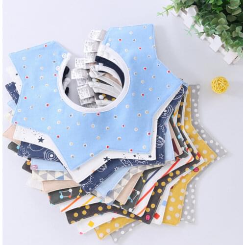 Cotton Star Waterproof Baby Bandana Bibs Cartoon Stripe Dot Saliva Towel Rotating Baby Babador Feeding Smock Baby Burp Cloths