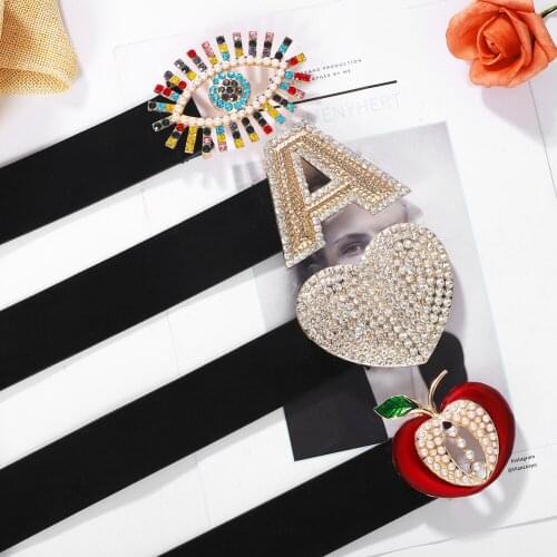 Dvacaman Evil Eye Fruit Heart Letter Statement Belt for Women Crystal Buckle Black Velvet Waist Accessories Wholesale Love Gift