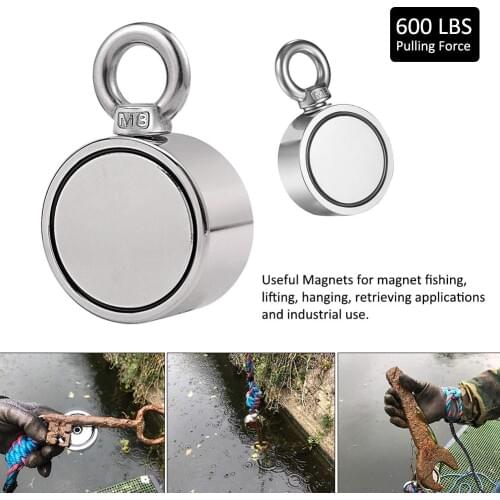 Double Sided Powerful Neodymium Magnet Big Magnetic Strong Salvage River Fishing Magnets Ring Hook Permanent Imanes