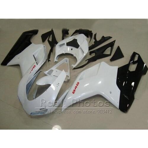 Hot sale fairings for Ducati 848 1098 07 08 09 10 11 classical white black fairing kit 848 1098 2007-2011 HZ08