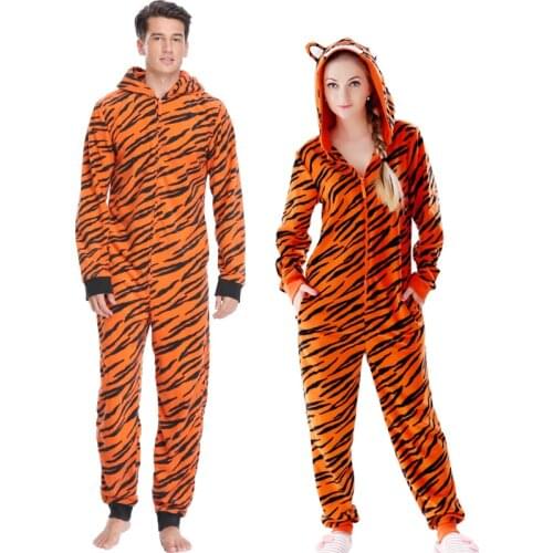Plus Size Fleece Tiger Pyjamas Women Stitch Onesie Animal Costumes Jumpsuits Couple Coverall Pajamas Onesie For Adult Kingurumi