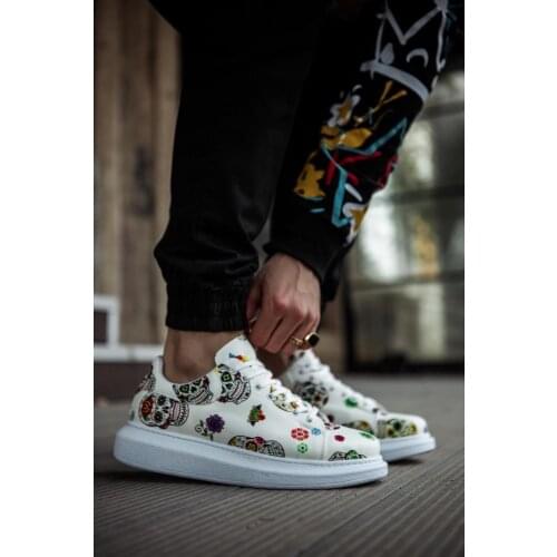 Knack High Base Daily Shoes 044 White Skull And Crossbones