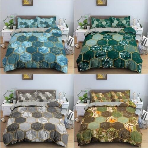 Marble Pattern Duvet Cover Set Luxury 3D Printed Bedding Set King Queen Twin Bedclothes For Bedroom Pillowcase Home Decor 2/3Pcs