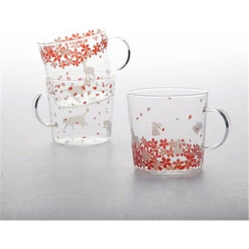 Creative Glass Cup Coffee Cup Tea Flower Water Mugs Water Home Copo Heat Restiting Personalized Glass Teacup Simple LZI032