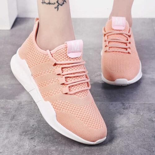 Summer Women Running Shoes Breathable Mesh Sneakers Ladies Knitting Sport Shoes Non-slip Walking Flat Gym Shoes Comfort Trainers