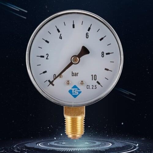 Pressure Gauge Stainless Steel+Copper 1/4 NPT Thread Water Pressure Meter 60mm