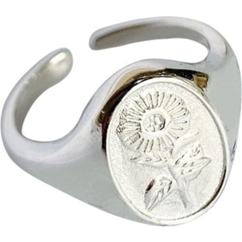 Sterling Silver 925 Minimalist Sunflower Ring For Women Vintage Gold Anillos Gothic Engagement Resizable 2021 Fine Jewellery