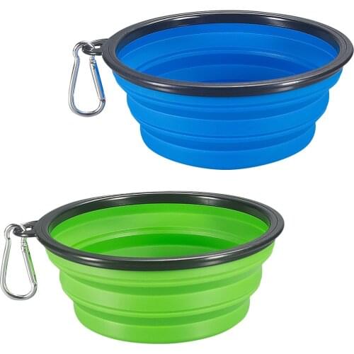 2-Pack Collapsible Dog Bowl, Foldable Expandable Cup Dish for Pet Cat Food Water Feeding Portable Travel Bowl Free Carabiner