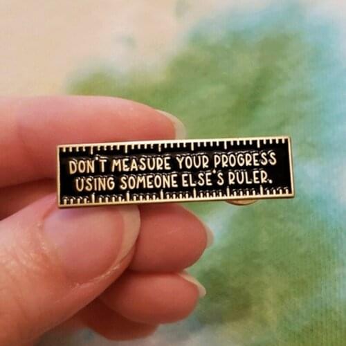Cartoons Measure Progress Ruler Brooch Pins Enamel Metal Badges Lapel Pin Brooches Jackets Jeans Fashion Jewelry Accessories