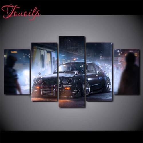 TOUOILP 5D DIY Full Square&round 5pcs city car 5d Diamond Painting Combination diamond Embroidery Mosaic Home Decor painting