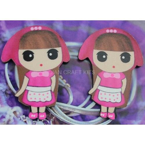 Set of 100pcs Beautiful Girl Printing Wood button,Wood applique, Wooden beads pendants cabochon charm for DIY 54*39mm-MK0182