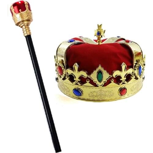Royal Kings crown Scepter set Halloween props Party Dress Up Accessory